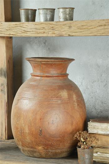 Pot ancien authentique - bois patiné - H-20-28 cm suivant arrivage - Réf. 571941