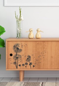 Pissenlits Noirs - 38 x 47 cm - Légèreté et modernité pour cette planche florale. Réf. AT007 Transfert Amatxi Pissenlits Noirs