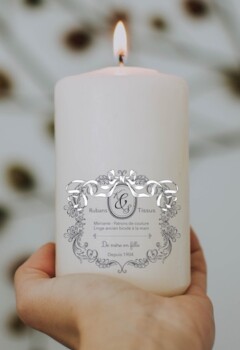Bougie - Un de 4 motifs spécial bougie - Ils fondent en même temps que la cire. 10,7 x 9,5 cm pour ce motif. Réf. AT014 Transfert Amatxi Bougies - Exemple