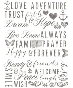 WORDS TO LIVE - Mots à vivre - 22" x 30" - 55,88 x 76,2 cm - Réf. 655350637019 Transfert décoratif Redesign ® - words to live - Mots à vivre - 22" x 30" - 8mm épaisseur - Réf. 655350637019