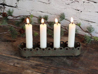 Bougeoir de l'Avent avec bord dentelle - (vendu sans les bougies) - Antique Bronze - H3 x 20,5 x 4 cm - Réf. 52065-13 52065-13 Bougeoir de l'Avent