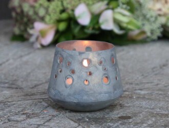 Photophore à trous - Antique Zinc - H4/D6 cm - Réf. 64498-00 64498-00-Photophore-a-trous