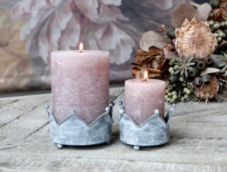 Photophores couronnes - Set de 2 - Antique ZInc - H7/D13 cm - Réf. 71500-00 71500-00 Set de 2 Photophores couronnes